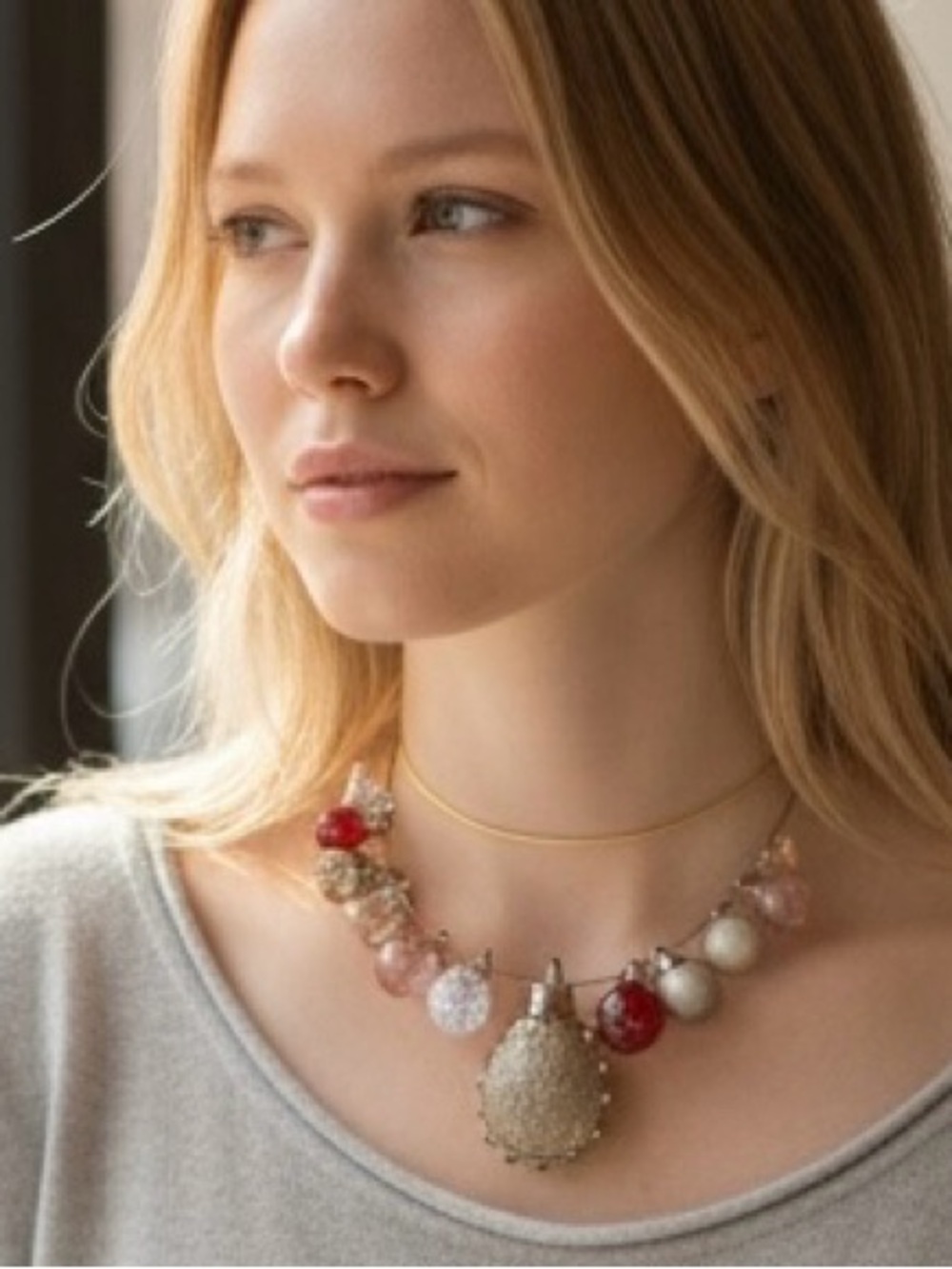 Melissa Schmidt Hand Blown Glass Bead Cluster Collar Choker  Necklace